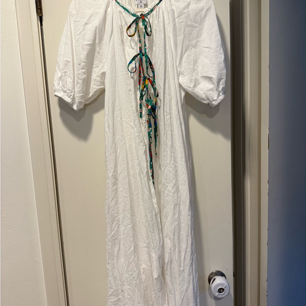 Rhode for Target White Maxi Dress with Multicolor Trim